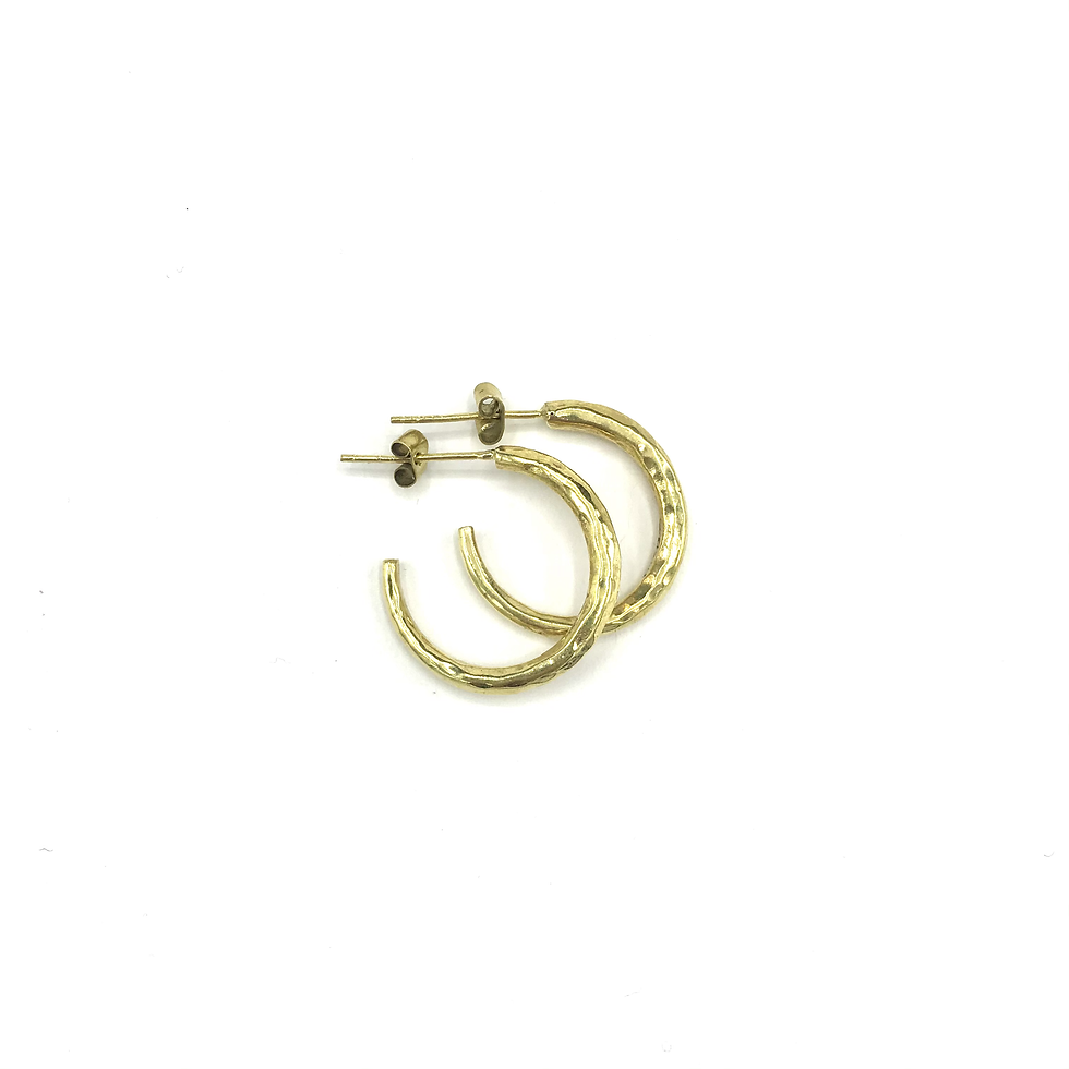 Miniature : boucle d'oreille créole martelée bronze et argent