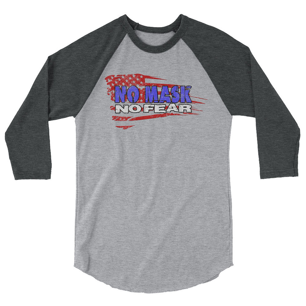 Thumbnail: No Mask No Fear 3/4 Sleeve Baseball Shirt