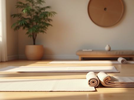 Una sala Yoga pronta per iniziare la pratica