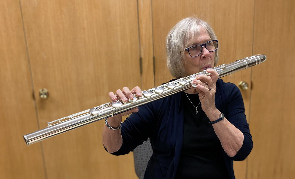 Karen Sue Erickson loves to play lullabies and Baroque music from 1685 to 1750 with Bach and Handel, She also enjoys making music with friends and playing in small groups, such as chamber music,. Photo by Julie Parent