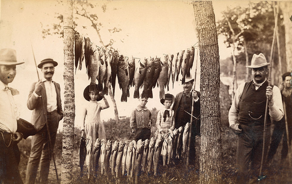 This photo was taken at Geneva Beach Resort after a nice day of fishing by N.J. Trenham. Trenham moved to Alexandria in 1875 and started working as a photographer shortly after. His photos have enhanced area museums and have served as visual timestamps of what life looked like in the late 1800s in west central Minnesota. Photo by N.J. Trenham, shared courtesy of the Douglas County Historical Society, through the Minnesota Digital Library.