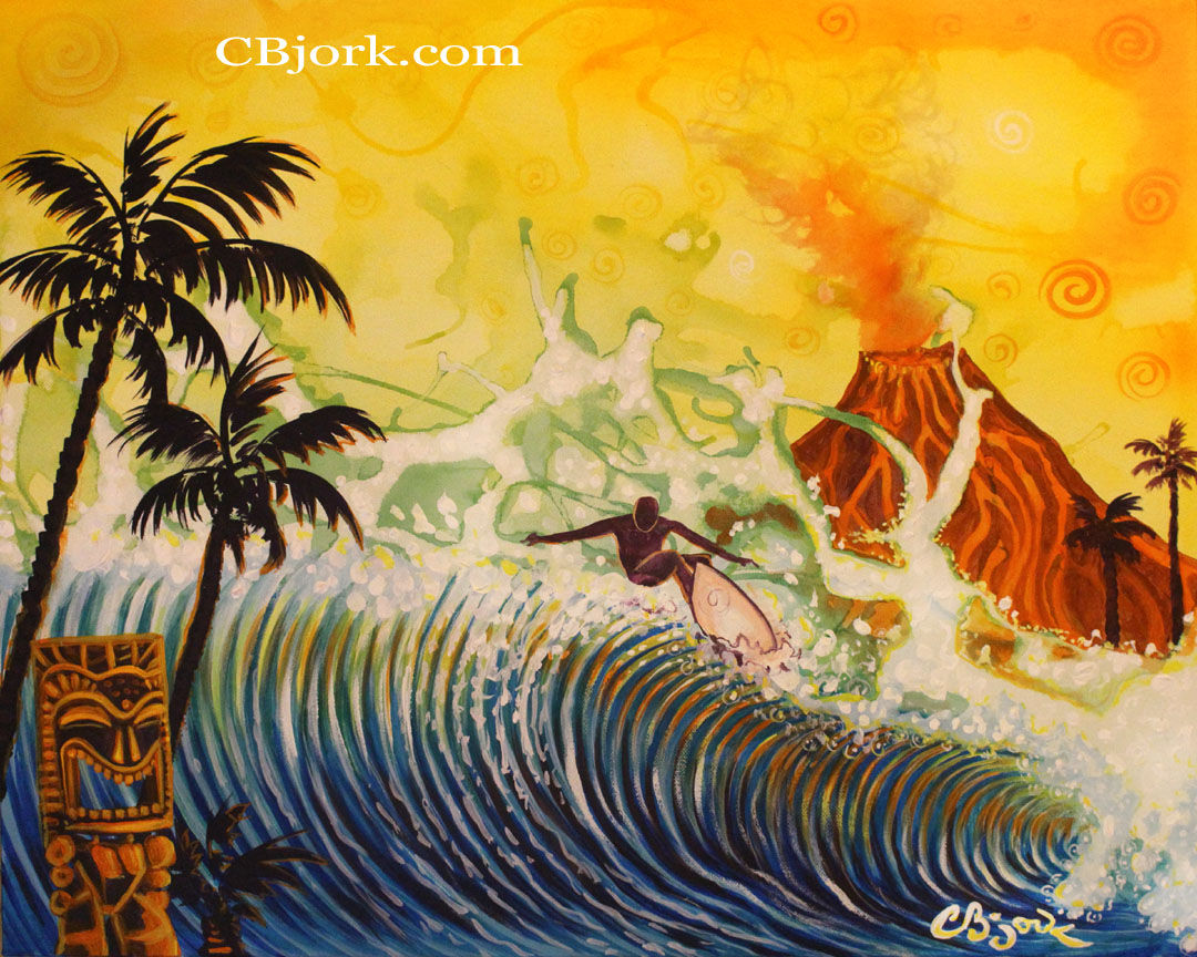 Island Surfer Yellow Sky