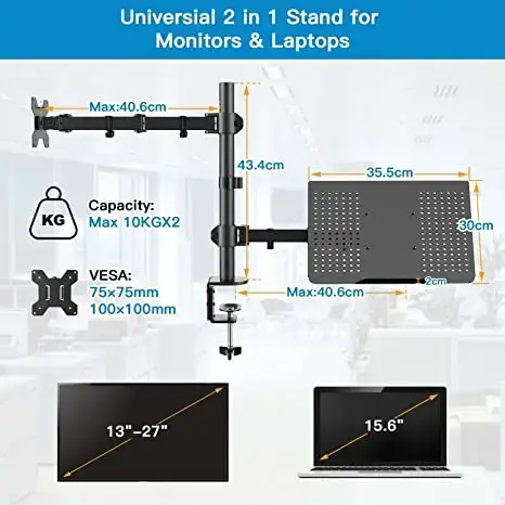 Thumbnail: MG Dual Monitor Stand Arms With Laptop Tray