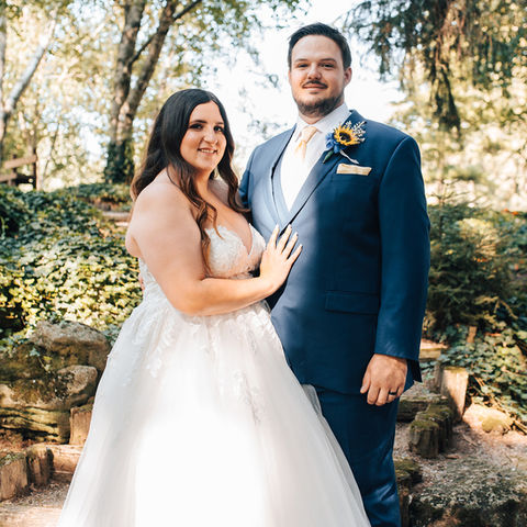 Real life wedding photo with Suits and Tuxedos by Collins Clothiers