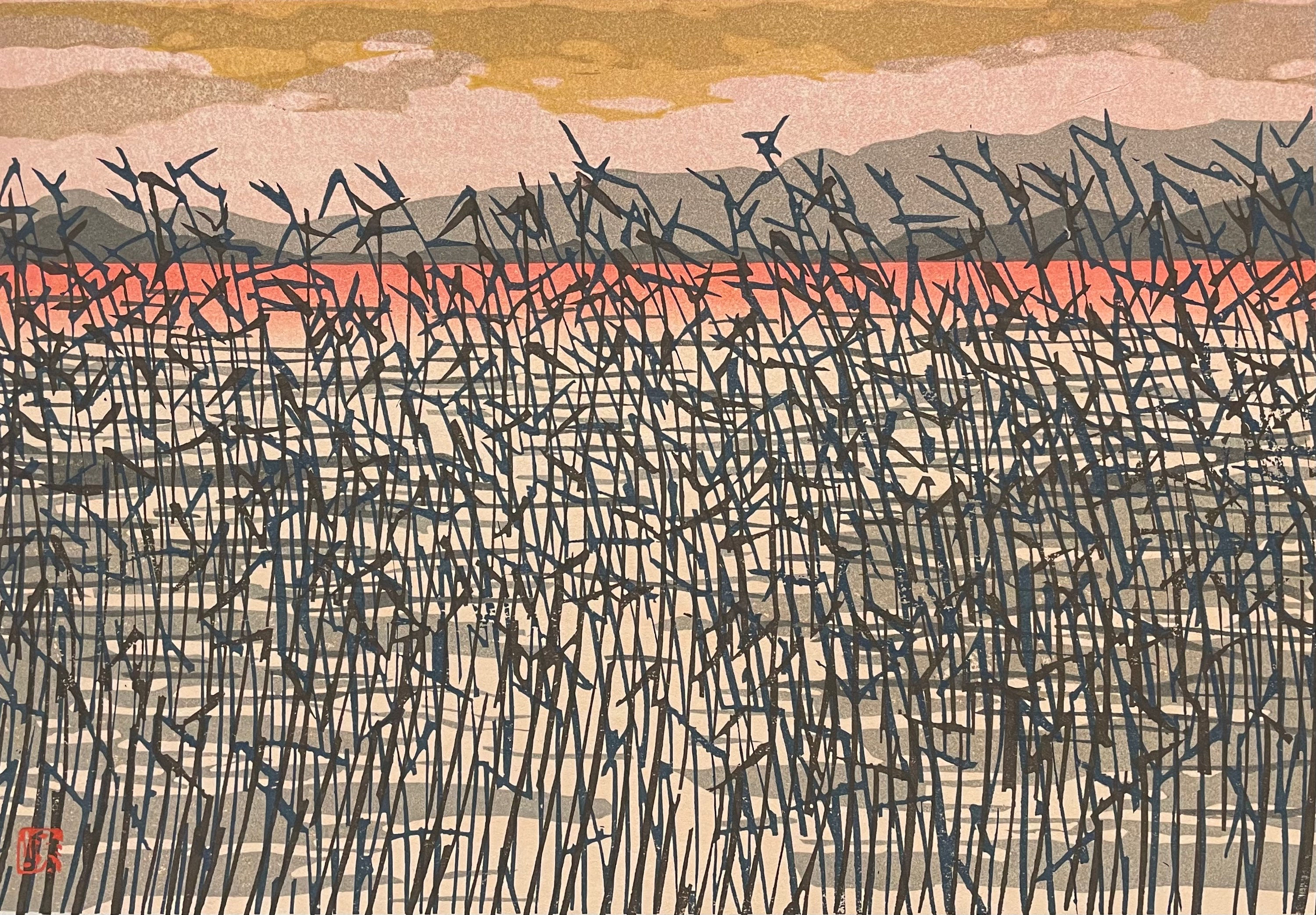 NISHIJIMA,Katsuyuki [Evening at Hira,Shiga`24] woodblock