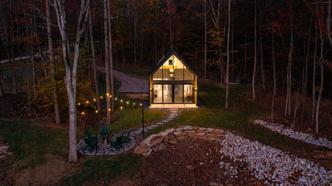 Emerge Cabin at night