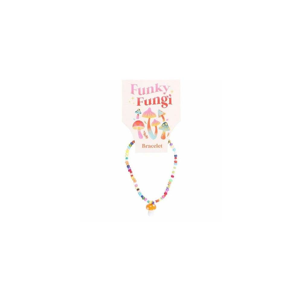 Orange Mushroom Beaded Charm Bracelet