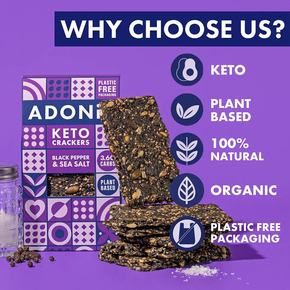 Thumbnail: Adonis Keto Black Pepper & Sea Salt Crackers 60g