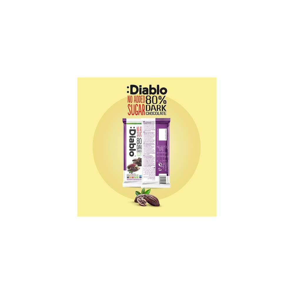Diablo Sugar Free Dark Chocolate 80% With Stevia 75g