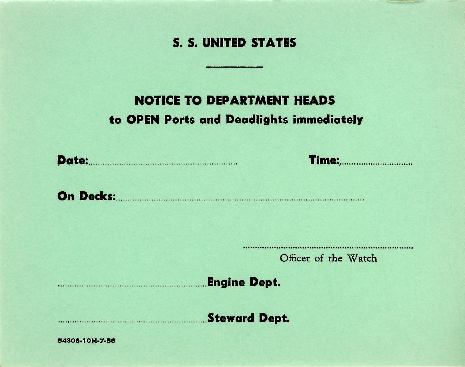 Notice to Department Heads - Green
