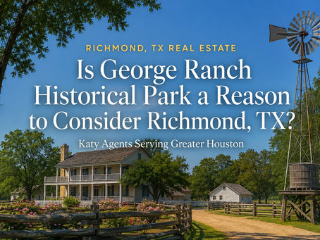 Historic homestead, windmill, and water tower at George Ranch Historical Park in Richmond, TX