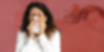 A woman with allergies sneezing into a tissue over a background of a patient receiving acupuncture