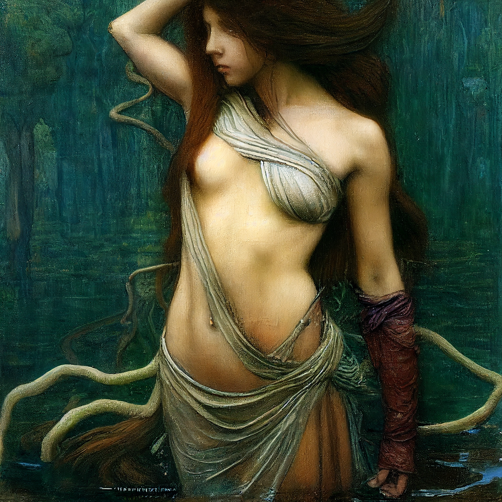 water nymph, Pre-Raphaelite painting by John Waterhouse