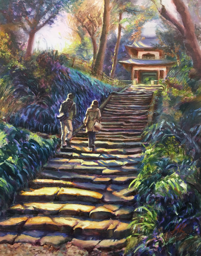 水彩画 (北鎌倉浄智寺)額縁付き 水彩画 (北鎌倉浄智寺)額縁付き