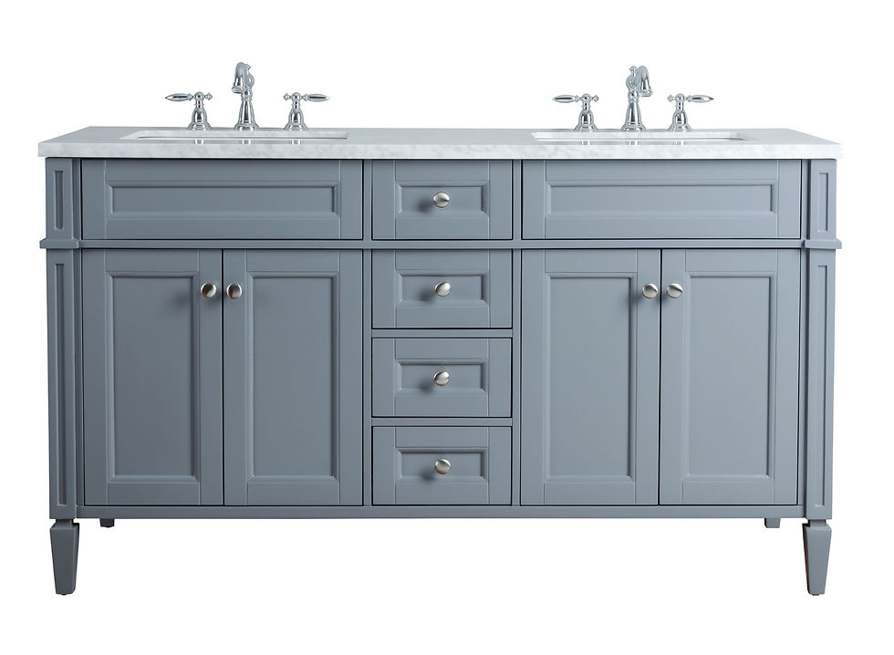 Anastasia French 60" Grey Double Sink Vanity