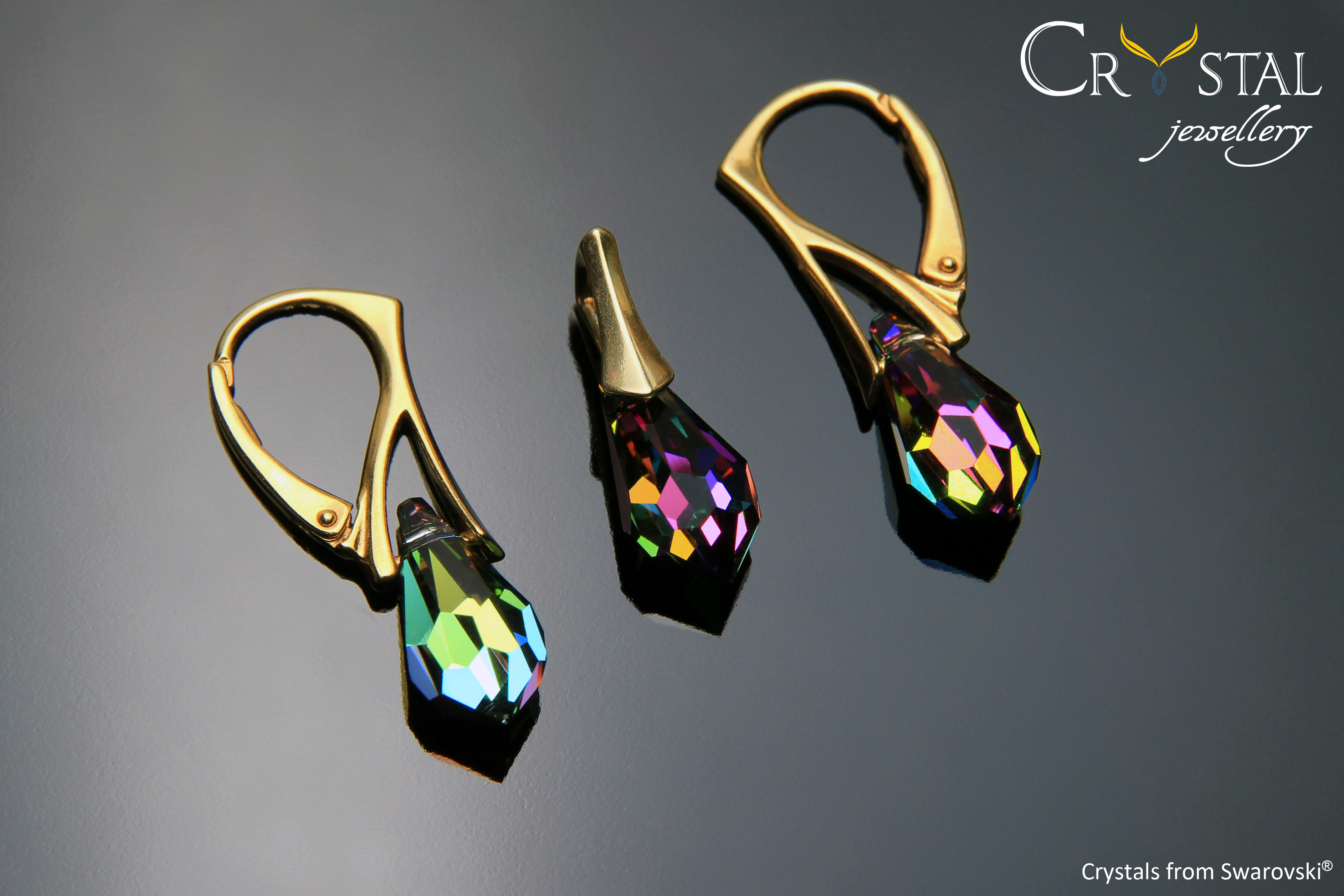 Drop Gold Vitrail Medium - kolczyki + zawieszka, 15mm