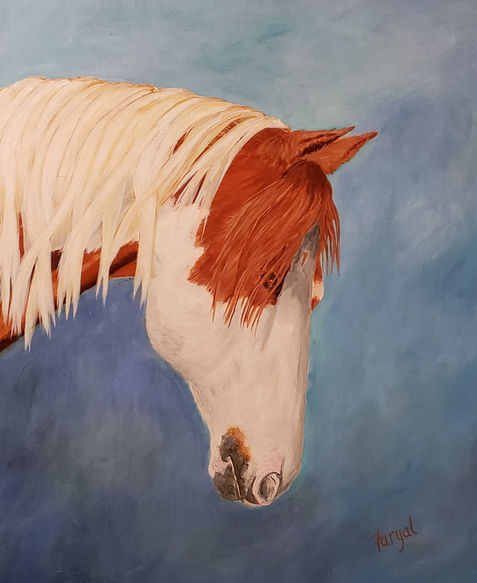 White and brown horse portrait
