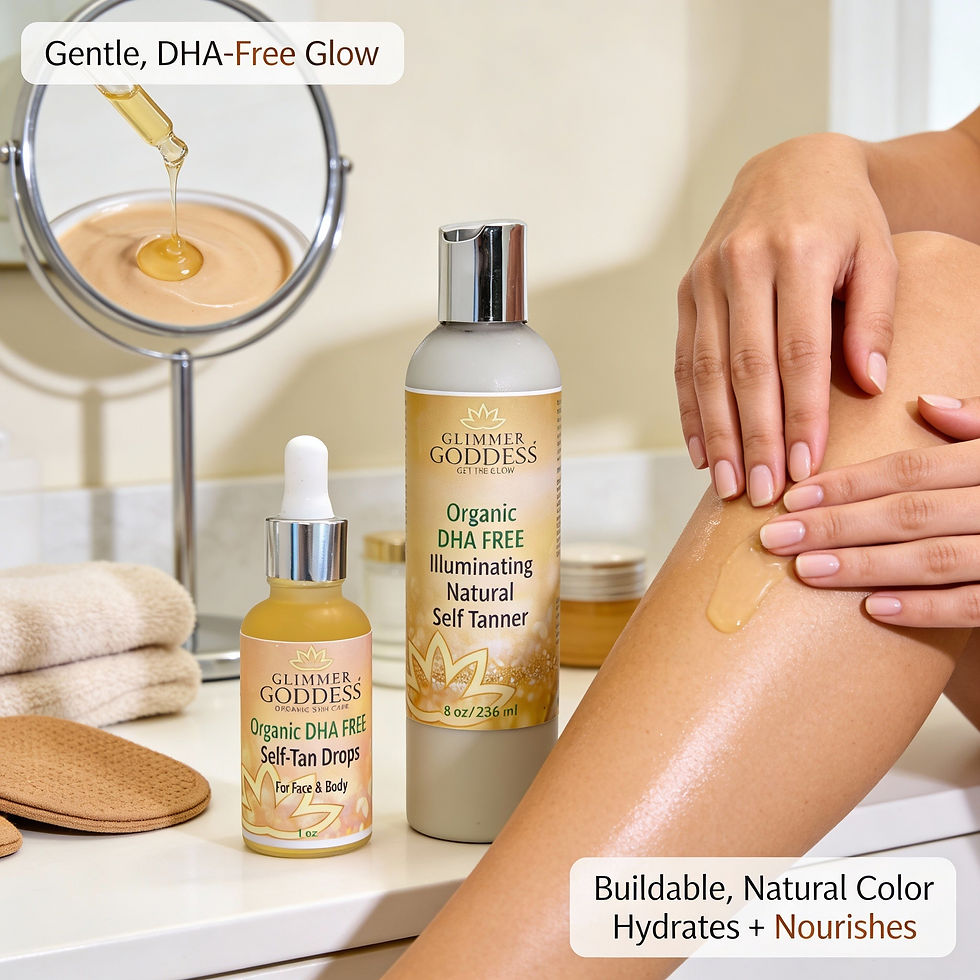 Thumbnail: DHA-Free Self Tanner Bundle – Lotion + Drops for Natural Glow Without Smell or O