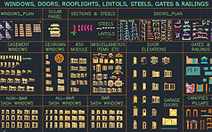 windows, doors, walls CAD drawings