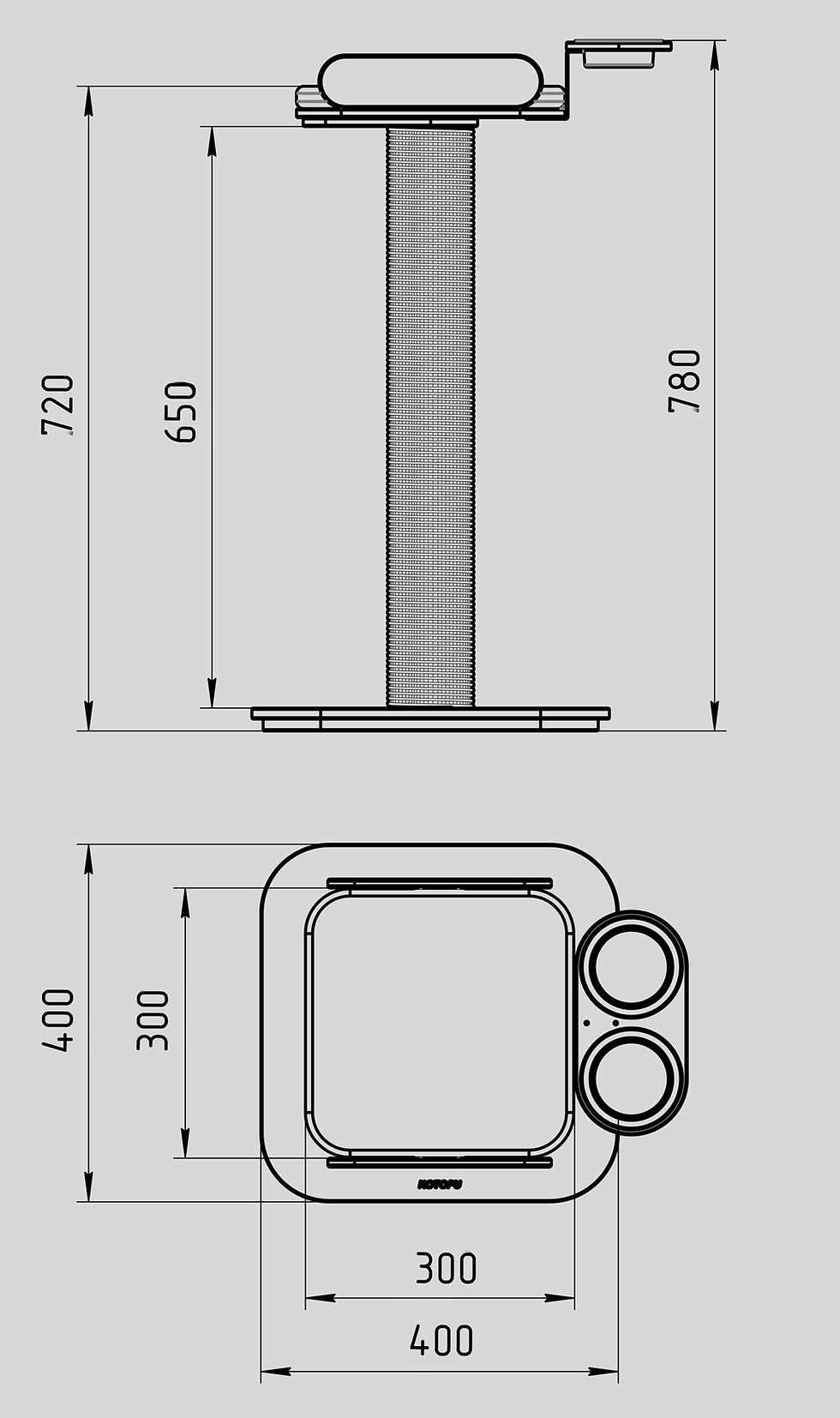 Прев'ю: Кігтеточка Model S з лежаком та годівничкою Біла