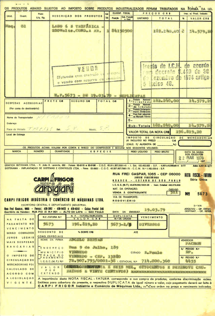 Nota fiscal e fatura