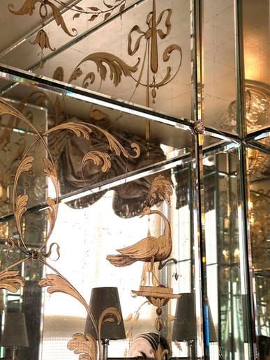 hand painted ornate verre eglomise