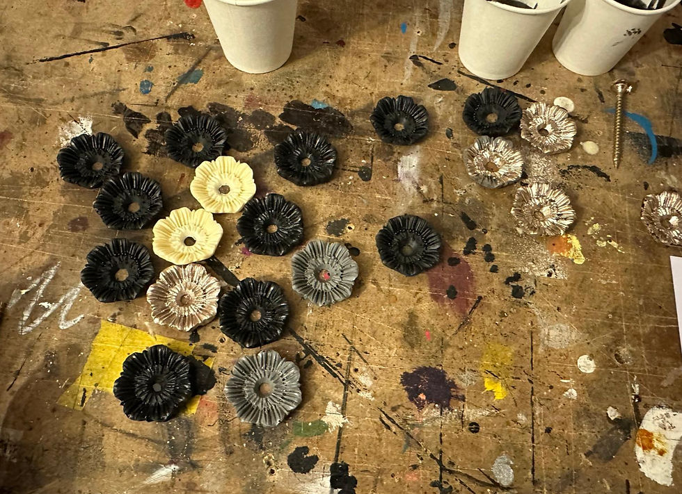 hand made rosettes in the making