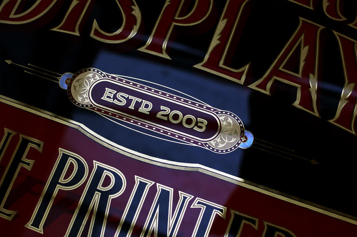 reverse Glass gilding, glass signwriting