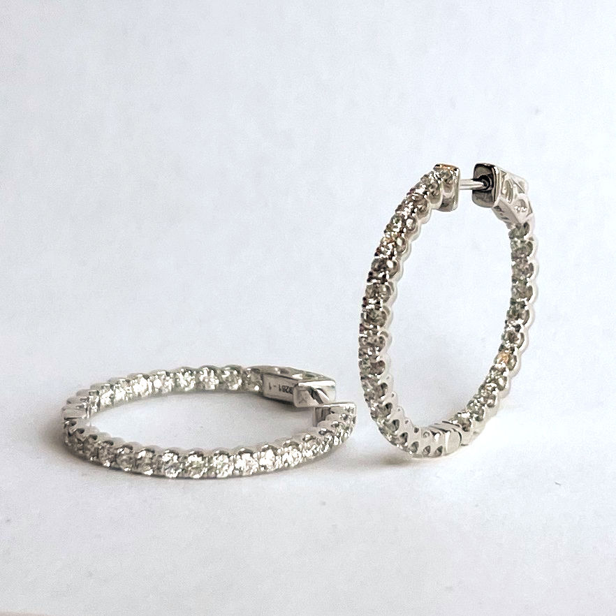 14KT WG 1.62CTTW DIAMOND INSIDE OUT CIRCLE HOOPS 