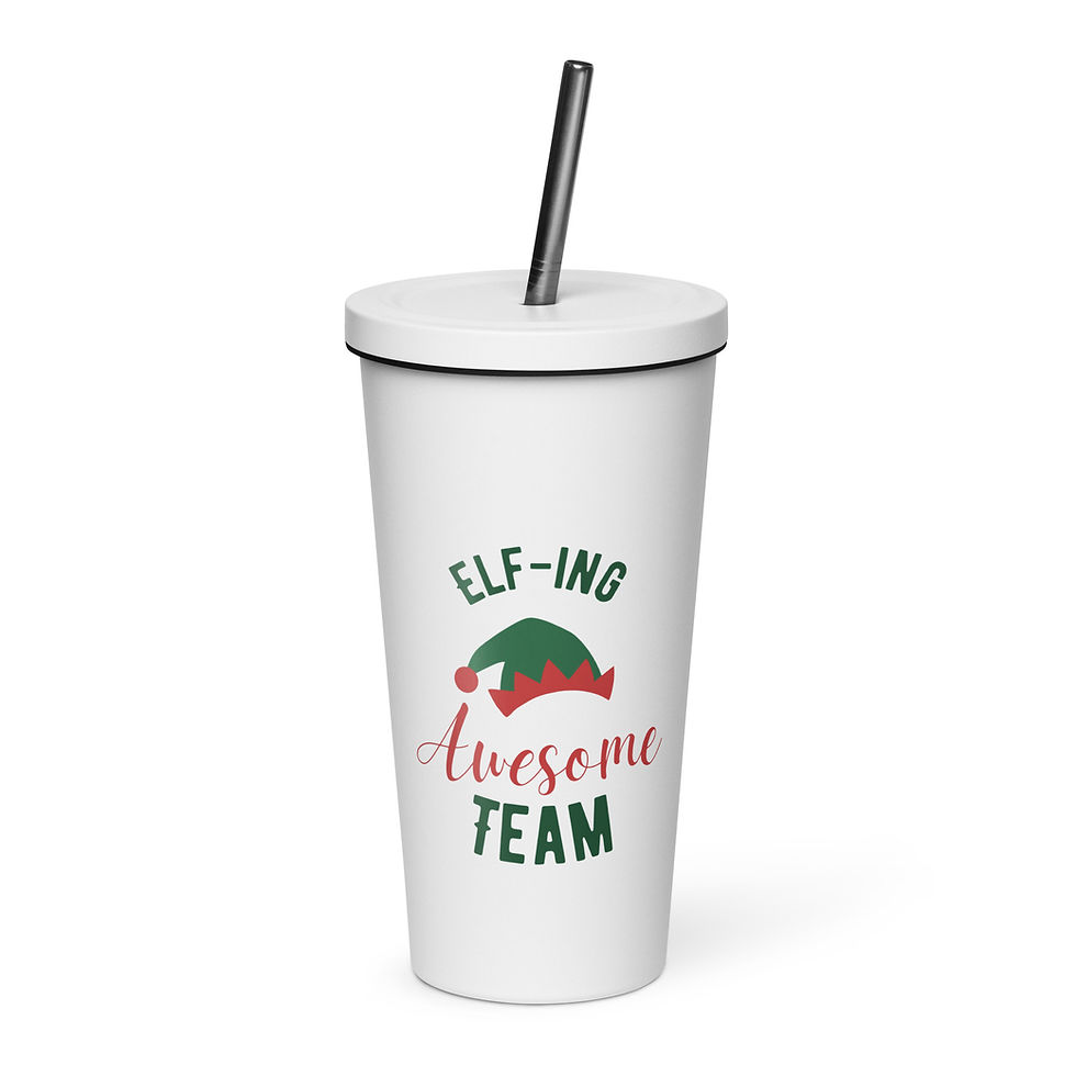 Thumbnail: Elf-ing Awesome Team- Insulated tumbler with a straw