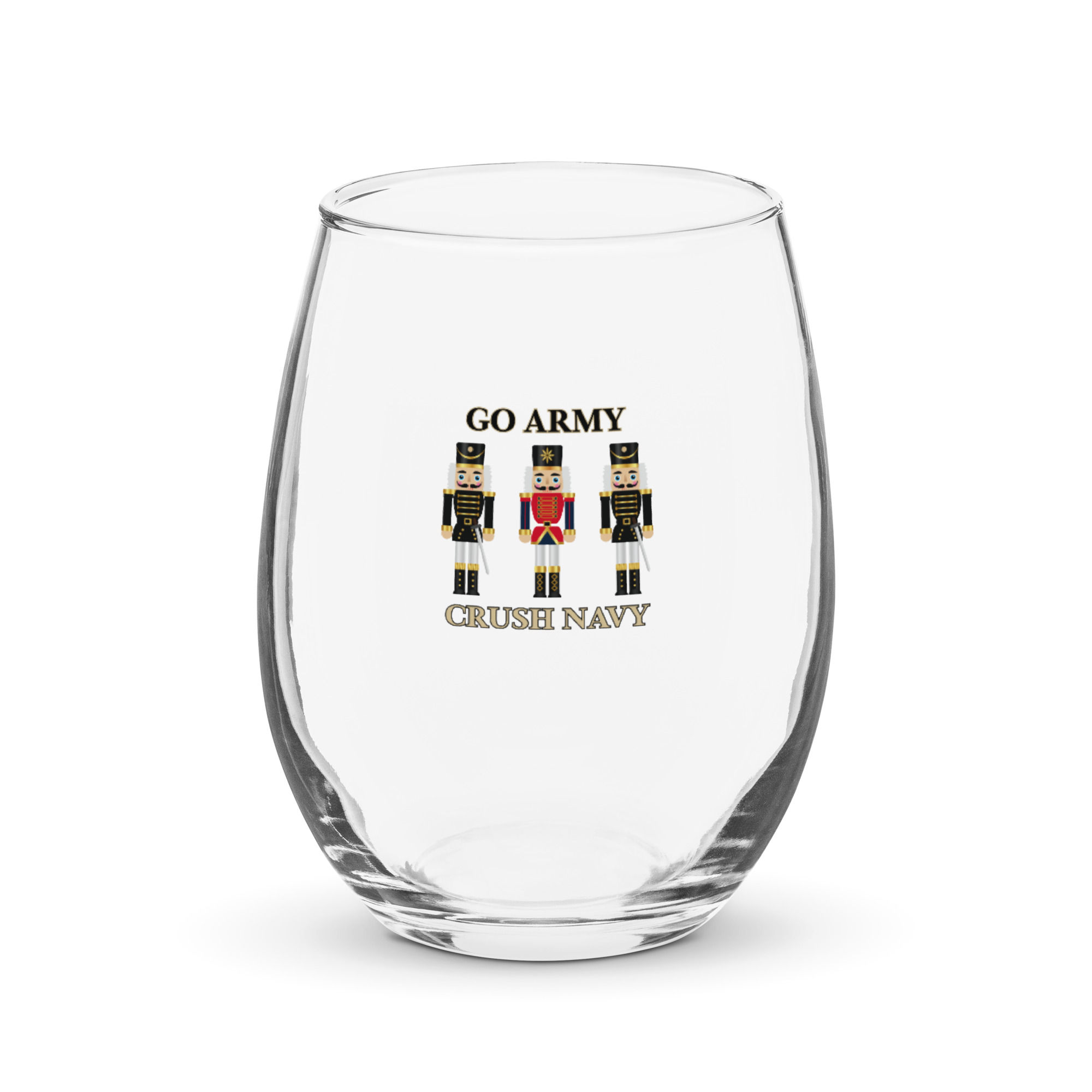 Go Army Crush Navy- Stemless wine glass