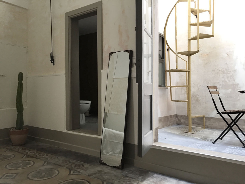 atrium and bathroom