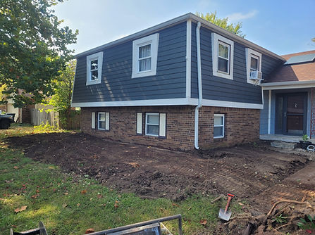 All landscaping removed from front of house
