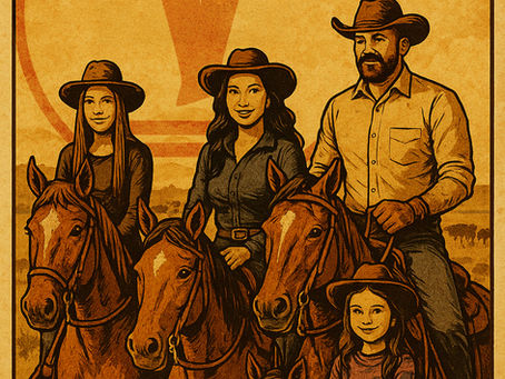 The Double V Ranch Family on Horseback