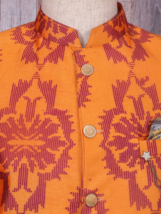 Thumbnail: AWESOME SILK WEDDING WEAR ORANGE INDO WESTERN