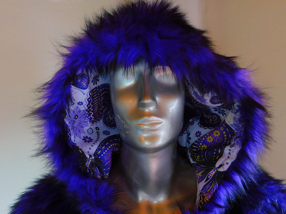 Thumbnail: Purple Butterfly faux fur Coat - Purple Burning Man Faux Fur Coat