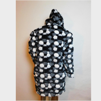 Thumbnail: Light Up Faux Fur Coat - Cats - Black and White Bubble fur