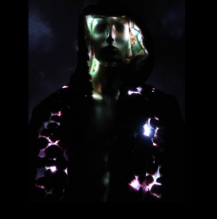 Thumbnail: Light Up Coat - Burgundy Bubble fur with a psychedelic satin interior OOAK