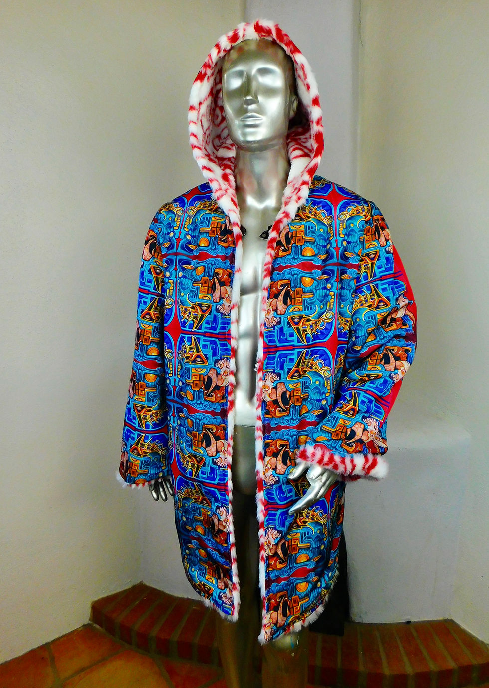 Thumbnail: FreeRolando Design Art Coat - Red Lava Faux Fur LED Coat - FreeRolando Interior