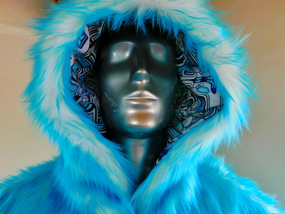 Thumbnail: Teal Light up Coat - Faux Fur LED Coat - FreeRolando Interior Large