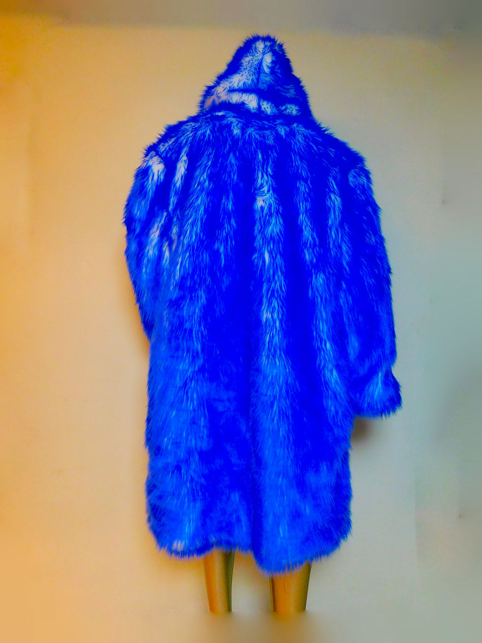 Thumbnail: Blue Psychedelic Burning Man Faux Fur LED Coat  - Light Up Coat Large 200 LEDs