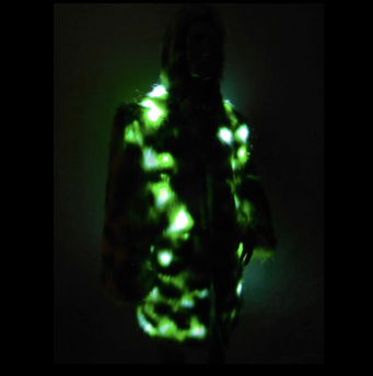 Thumbnail: Faux Fur Light Up Coat - The Big Frosty - 420 Marijuana Print Interior