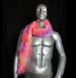 Thumbnail: Faux Fur Light Up Boa - Orange Pink Purple Fur Multi Colored lights