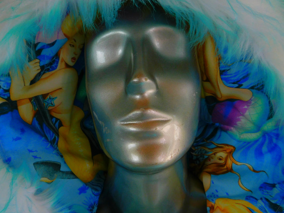 Thumbnail: Aqua Faux Fur Coat with Lights - Mermaid Fantasy Interior