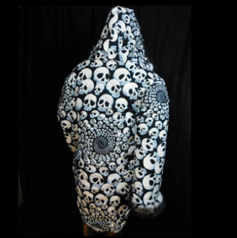 Thumbnail: Burning Man Coat - Light Up Coat - Black fur  - Limited Edition Skullfinity