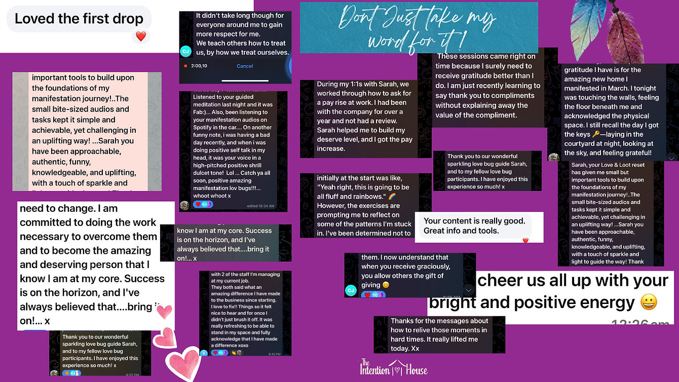 Testimonials for Sarah arkell the intent