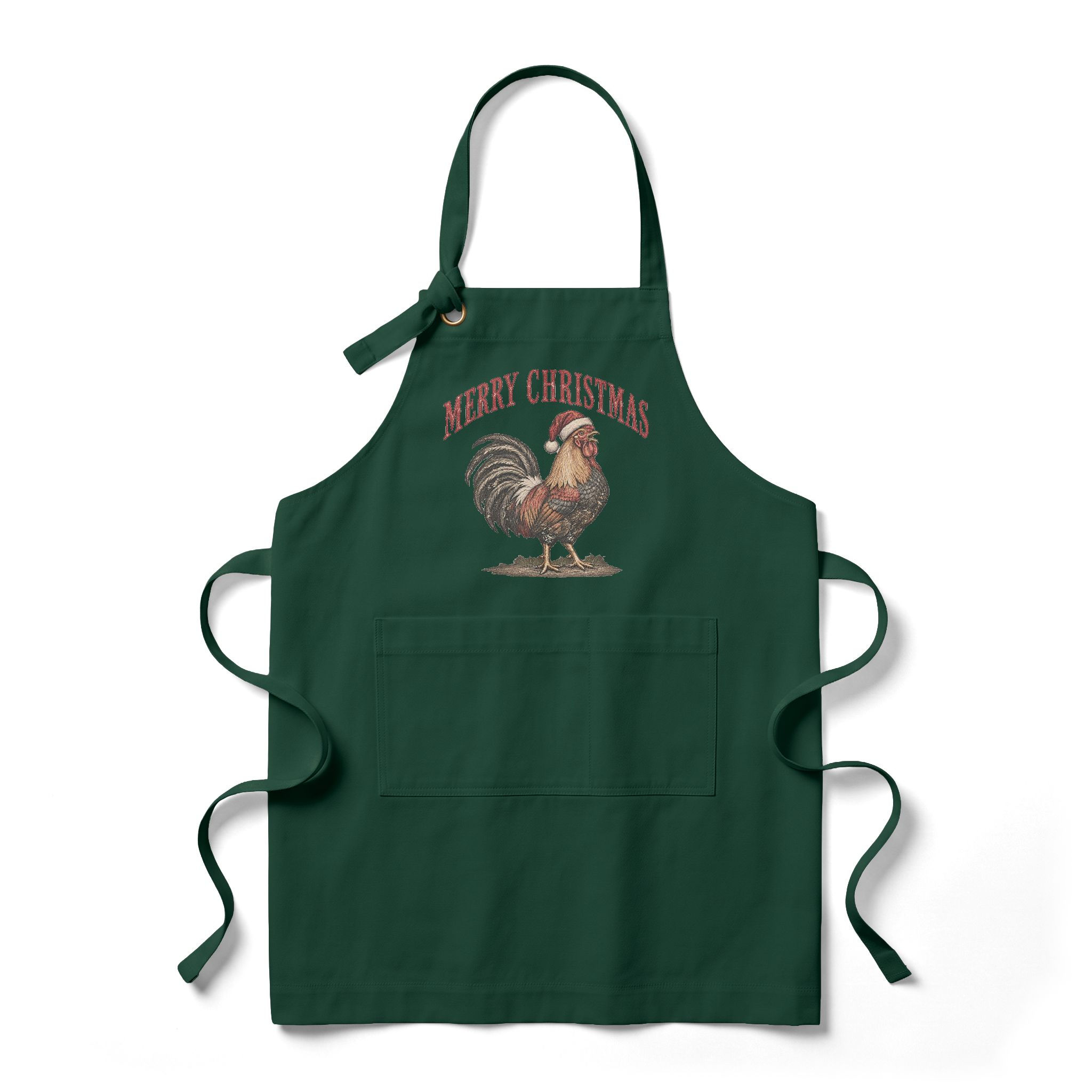 Merry Christmas Rooster Apron