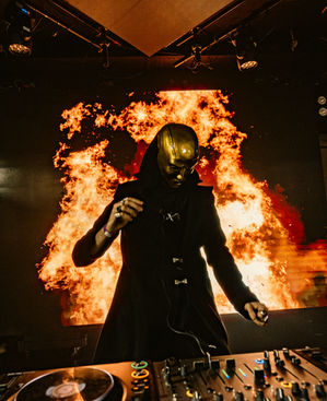 Cinematic visuals by Acid Thermal for Vendex A/V Show at E1 London, featuring generative fire content made with Touchdesigner