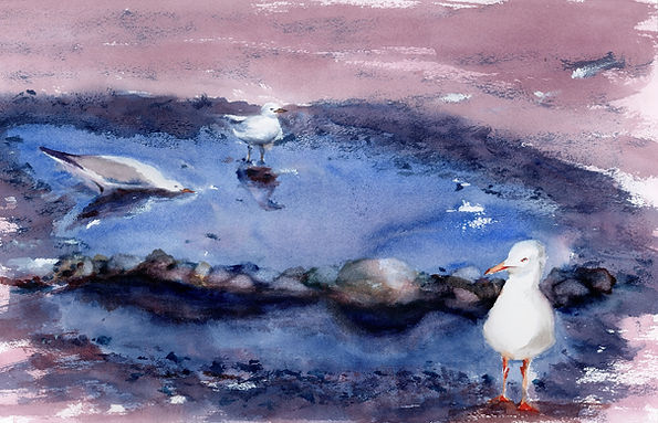 Every Puddle Is a Birdbath | Watercolor