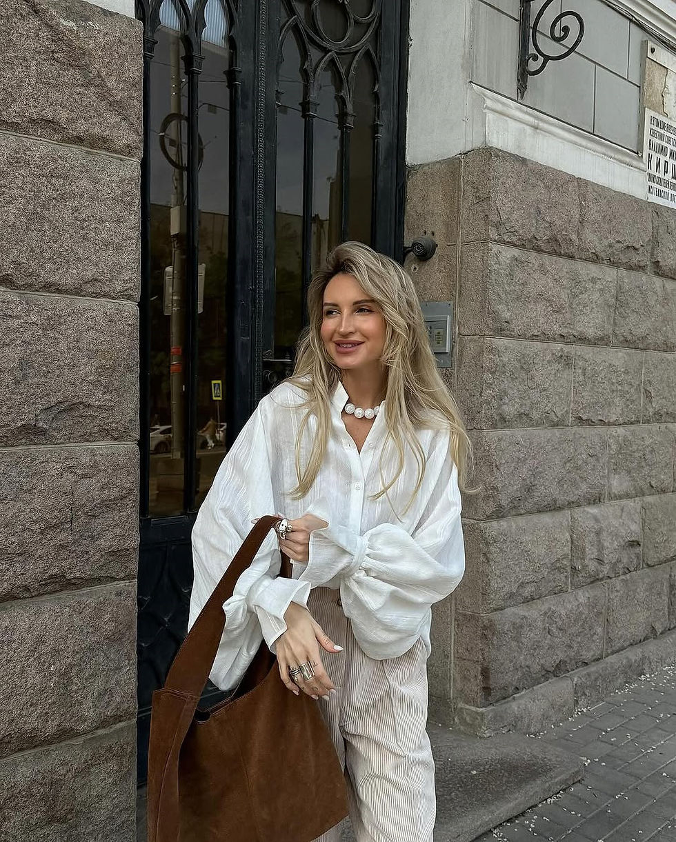 Thumbnail: 2026 Spring New Oversize White Shirt Women Long Sleeve Button up Minimalist 100%